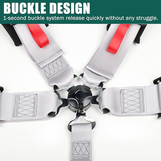 BESTZHEYU 5-Point Racing Harness Set SFI with Ultra Comfort Heavy Duty Shoulder Pads