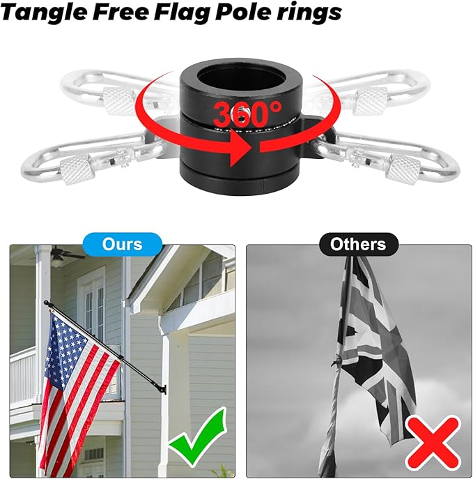6FT Carbon Fiber Flag Pole, Flagpole for Outside House, Porch Flagpoles, Tangle Free Black Flag Pole Kit, Wind-Resistant, Bend-Resistant, Rust-Free (Without Bracket, Plain Carbon Fiber)