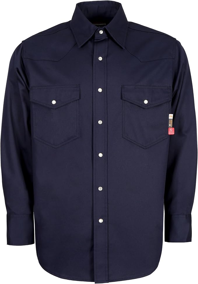 KONRECO FR Shirts for Men 6.5oz Lightweight Work Uniform Flame Resistant Welding Shirt/Water & Stain Repellent
