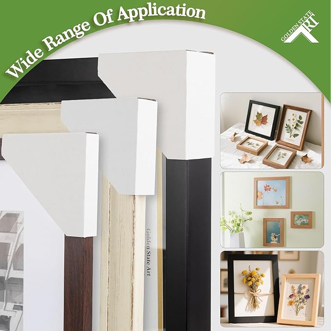 Golden State Art, 60 Pack Adjustable Cardboard Corner Protectors, Fits 1", 1.5" and 2.1" Frames, Edge Protectors for Shipping Paintings, Picture Frame, Packing Item Edge Protection