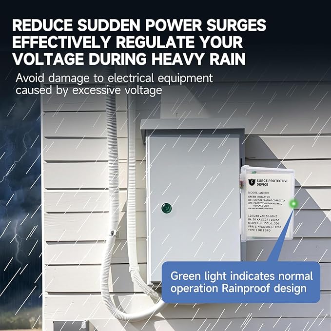 120/240 VAC Universal HVAC Surge Protective Device AG3000 TPMOV Technology, Watertight Enclosure, Comprehensive Surge Protection