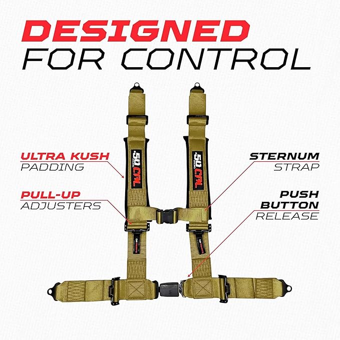 1pc 4 Point Harness for Bucket Seat Push Release 10 Color Harnesses Racing Harness 4 point Race Car UTV, RZR (Gold, 3in)