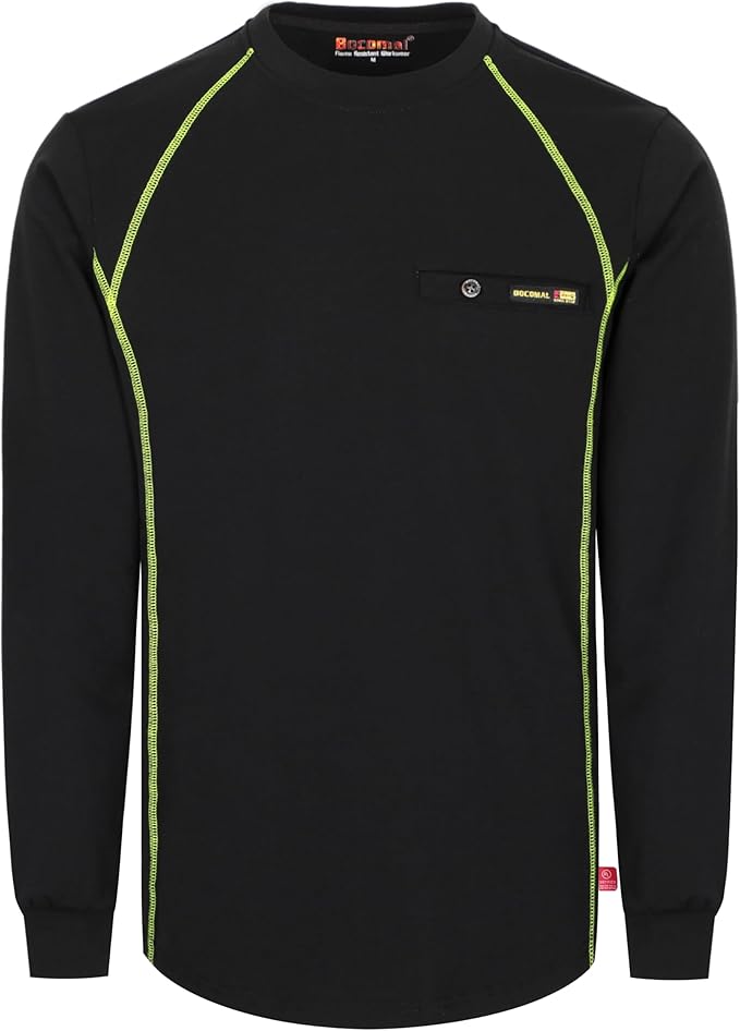 BOCOMAL FR Shirts for Men Melt Pocket Lightweight Crew T-Shirt NFPA2112/CAT2 Fire Resistant Work Shirt