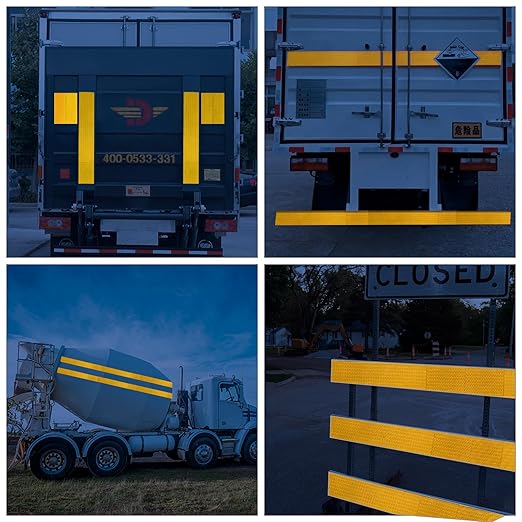 Reflective Tape, Waterproof Self Adhesive Dot Reflective Tape Outdoor Safety Caution Reflector for Trailers, Bikes, Cars（Yellow, 4 Inch x 65 Feet）