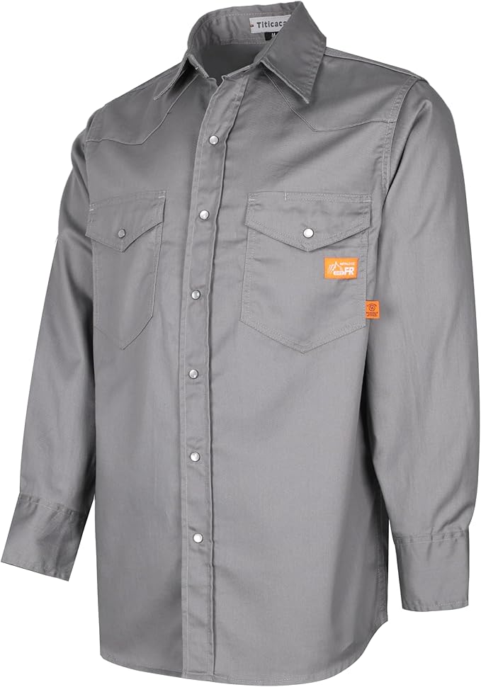 Titicaca FR Shirts for Men 6.5oz Lightweight Flame Resistant Button Down Work Shirt Fire Retardant Welding Shirt