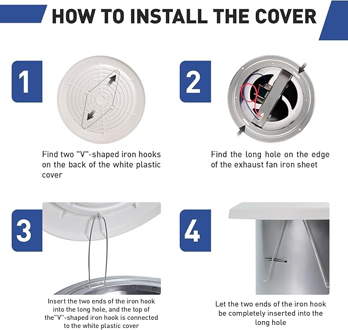 V2262-50 7 Inch Bathroom Exhaust Fan,1.0 Sones,50 CFM,7" Ceiling Exhaust Fan, for 8 Inch Rough-in Opening, Mobile Home Exhaust Ventilation Fan, Suit for Bathroom, Laundry Room, Kitchen & Garage