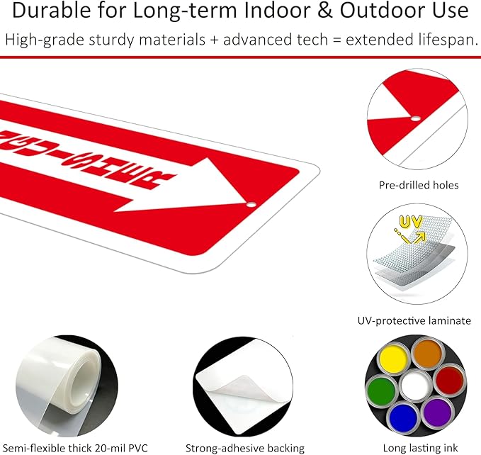 (12 Pack) Self-adhesive Fire Extinguisher Sign, 12" x 4" Durable Plastic Fire Extinguisher Sticker for Business and Home Use, Indoor, Outdoor, 20 Mil Thick PVC Safety Signs, Weather-resistant, No Fade, Easy to Install
