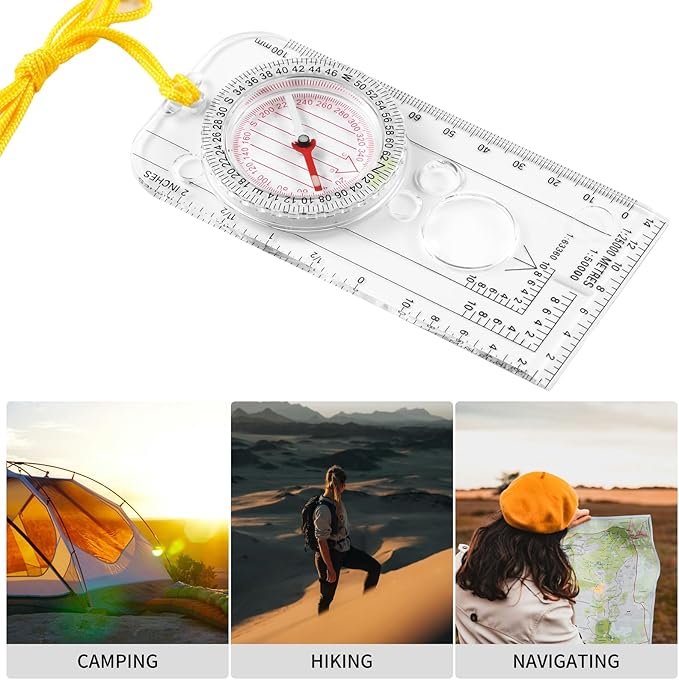 Eyeskey Multifunctional Military Sighting Navigation Compass with Inclinometer | Impact Resistant & Waterproof Compass for Hiking, Camping