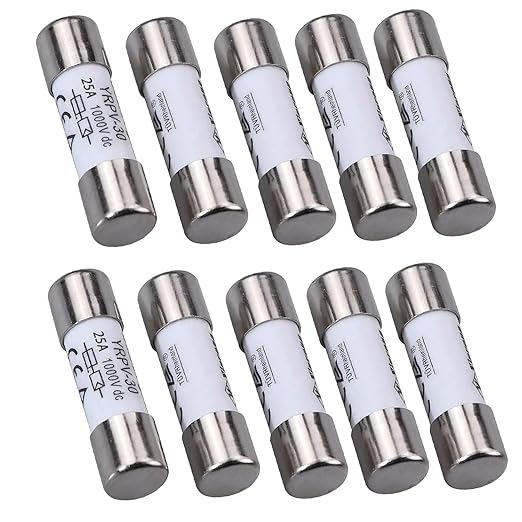 10 Pcs 10x38mm 1000V DC fusible Solar PV Photovoltaic Fuse 25A in line Fuse 25A CE UL:1000V DC In20A/40.3kA