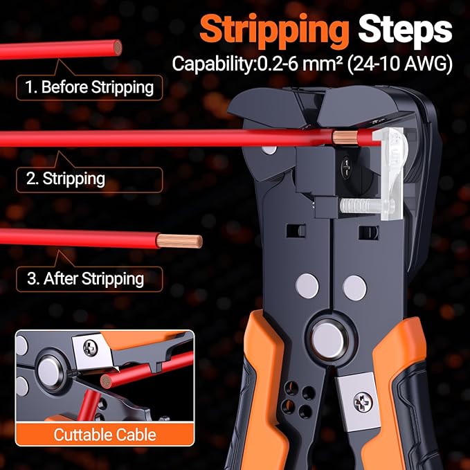 Preciva Wire Crimping Tool Kit with 200pcs Heat Shrink Connectors, Color-Coded Crimper & Wire Stripper, IP67 Waterproof Terminals for 26-10 AWG, All-in-One Electrician Tool Set with Storage Case