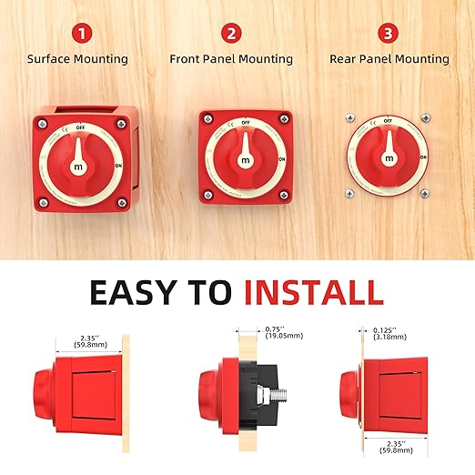 Battery Disconnect Switch 12V 48V Marine Battery Cut Off Switch 300A Heavy Duty Ignition Protected On/Off Battery Kill Switch for Car Boat RV ATV UTV Vehicles