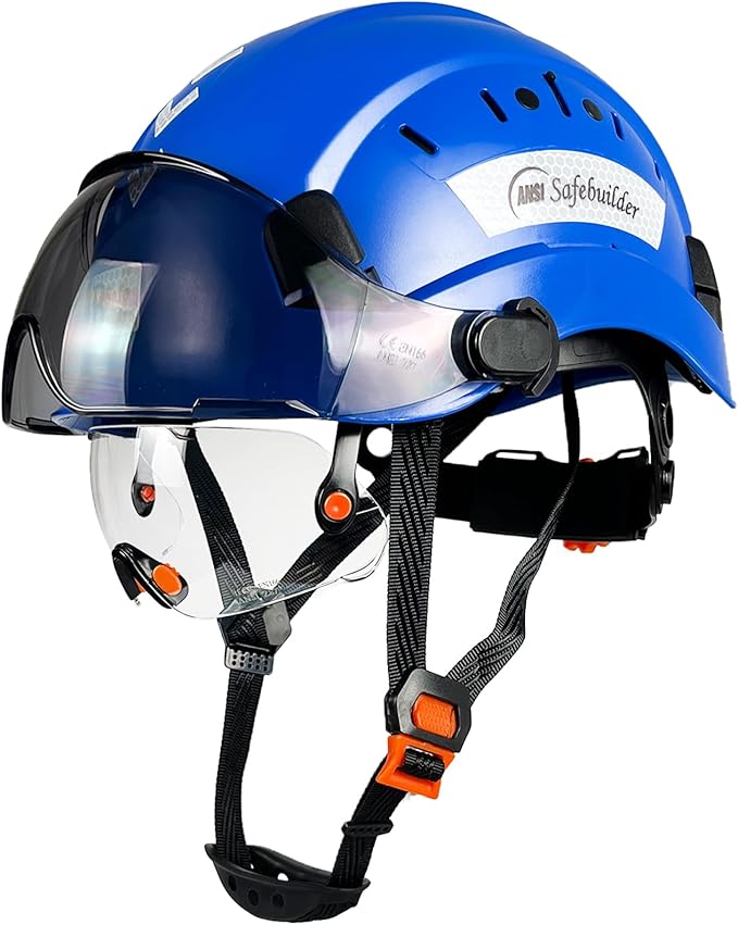 Construction Safety Helmet with Build-in Visor ABS Hard Hat with Visor Adjustable Ventilation Hardhats Work Head Protection ANSI/ISEA Z89.1