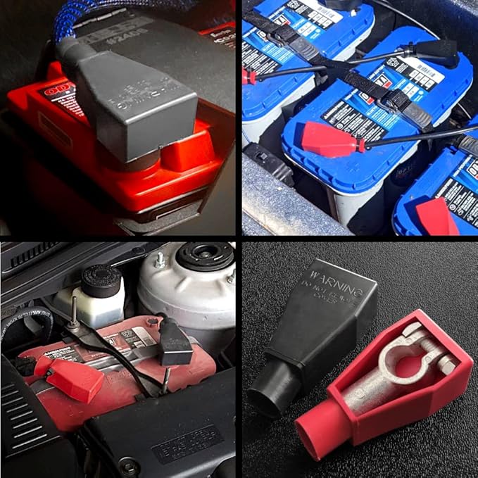 MGI SpeedWare Top Post Battery Terminal Insulator Covers, Red + Black Pair (2/0 AWG)