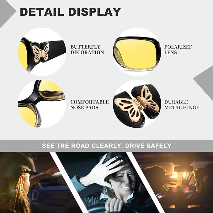 HAOLOTA Night Vision Driving Glasses Women Anti Glare Polarized, Wrap Around Nighttime Safety Glasses UV Protection