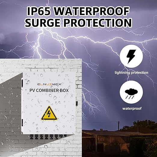 6 String Metal Solar Combiner Box, PV Combiner Box with 20A Rated Current Fuse, Surge Protective Device & 63A Air Circuit Breaker (6 String) (6 String)