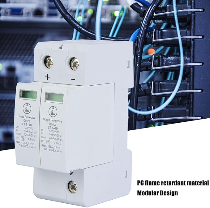 Lightning Protector, Voltage Surge Arrester Device, 2P 40KA Low-Voltage Arrester, Photovoltaic Lightning Protector
