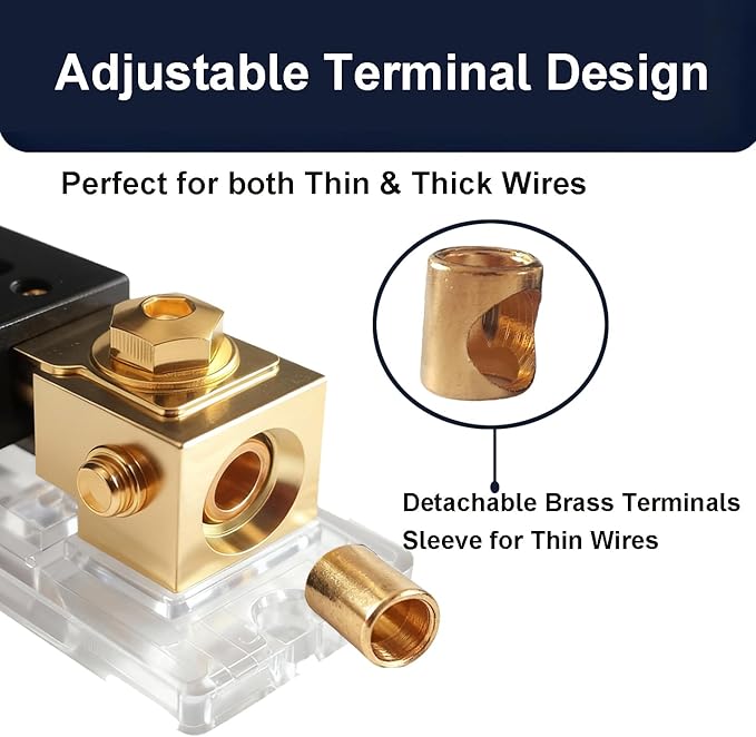 0/2/4 Gauge AWG Inline ANL Fuse Holder Dual Kit with 2 Pack 150 Amp Fuse
