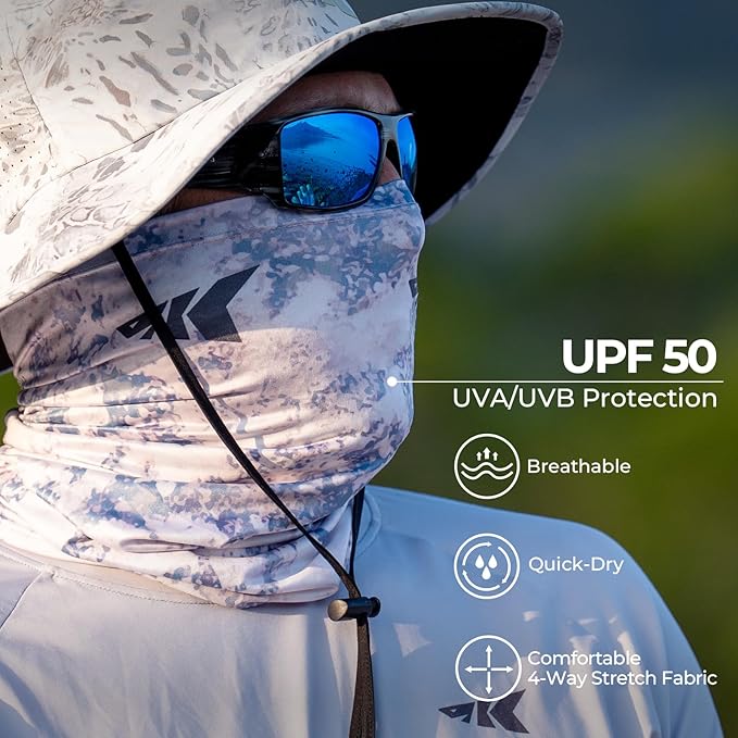 KastKing La Sal Neck Gaiter-UPF 50+ Balaclava Face Mask,Neck Gaiter for Men and Women,Face Cover Shield for Fishing,Hiking