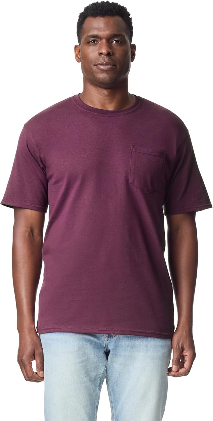 Gildan Unisex Adult DryBlend Workwear T-Shirts with Pocket, 2-Pack