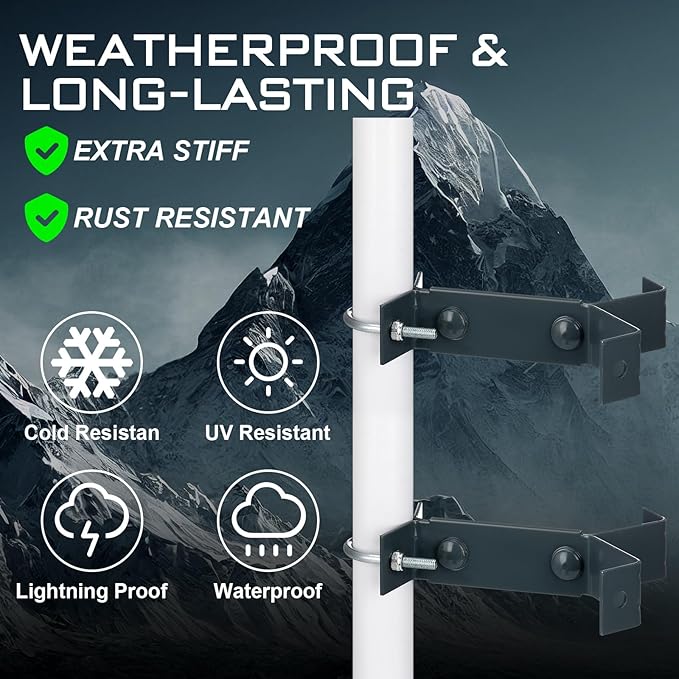 Blulu 2 Set TV Chimney Antenna Y-Mount Kit 18ft Galvanized Steel Straps Stainless Steel 4 Inch Standoff Pole Mast Bracket Wall Mounting Heavy Duty for Cb Ham Home Outdoor Weather Station
