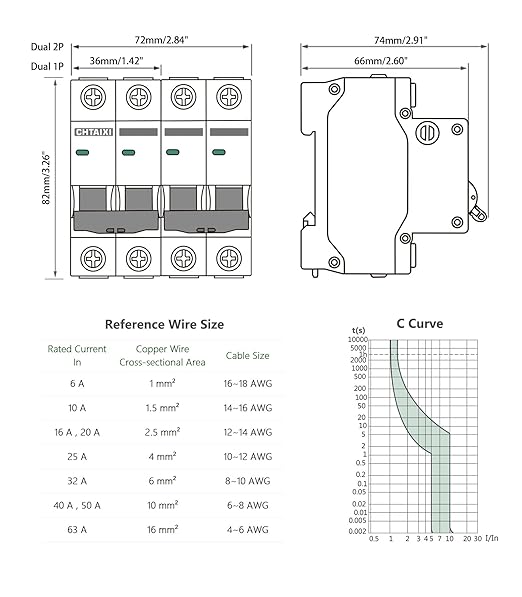 Manual Transfer Switch, 63 Amp 120V/240V AC Dual 2-Pole DIN Rail Mount RV Transfer Switch, Single-Side Interlock Circuit Breaker MTS D2P C63