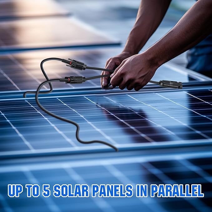 ECO-WORTHY 4 Pair Solar Connectors 30A Y Branch Parallel PV Adapter Cable Wire Plug Tool Kit for Solar Panel(M/FF+F/MM)