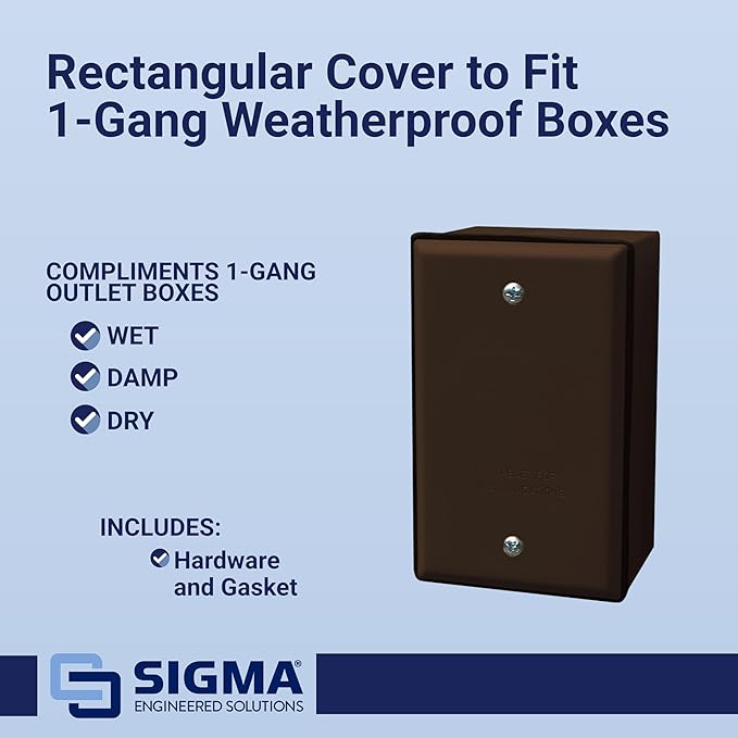 Sigma Engineered Solutions 14240BR 1-Gang Rectangular Stamped Weatherproof Cover, Bronze
