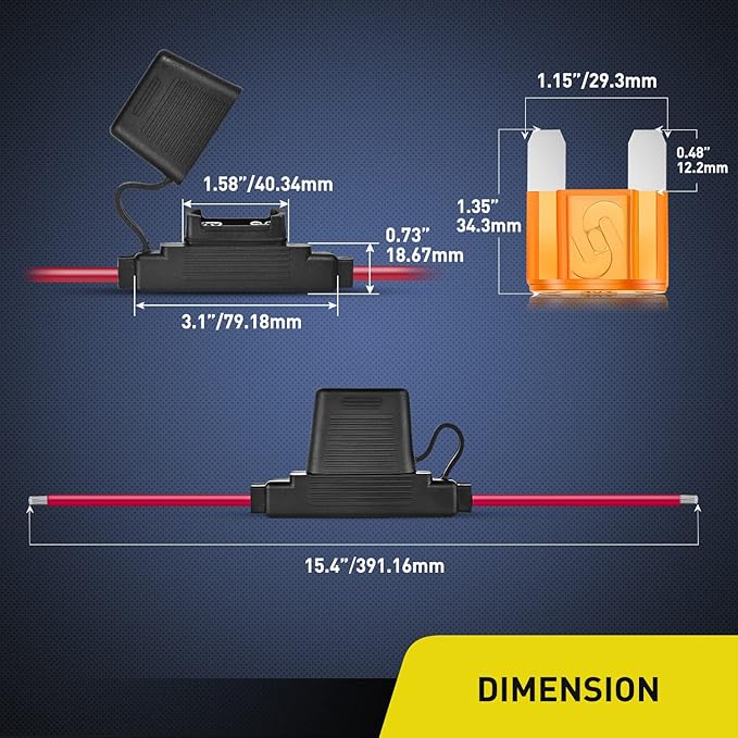 Nilight 2PCS Inline Maxi Fuses Holder 10 Gauge AWG Tin Plated Copper 12V Holder 30A 40A Maxi APX IP67 Waterproof Maximum 60A Fuse Link for Car Truck Marine Boat