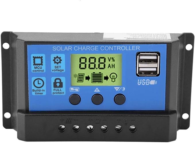 PWM Solar Charge Controller 12V/24V 20A LCD Display USB Port Solar Panel Battery Regulator Overload Protection for Street Light (YJSS-20A)