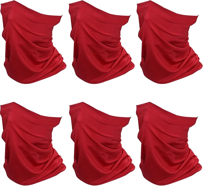 SHEVERCH 6 Pack Neck Gaiter Face Mask Sun Protection Cooling Bandana Face Cover Windproof Dustproof Neck Scarf