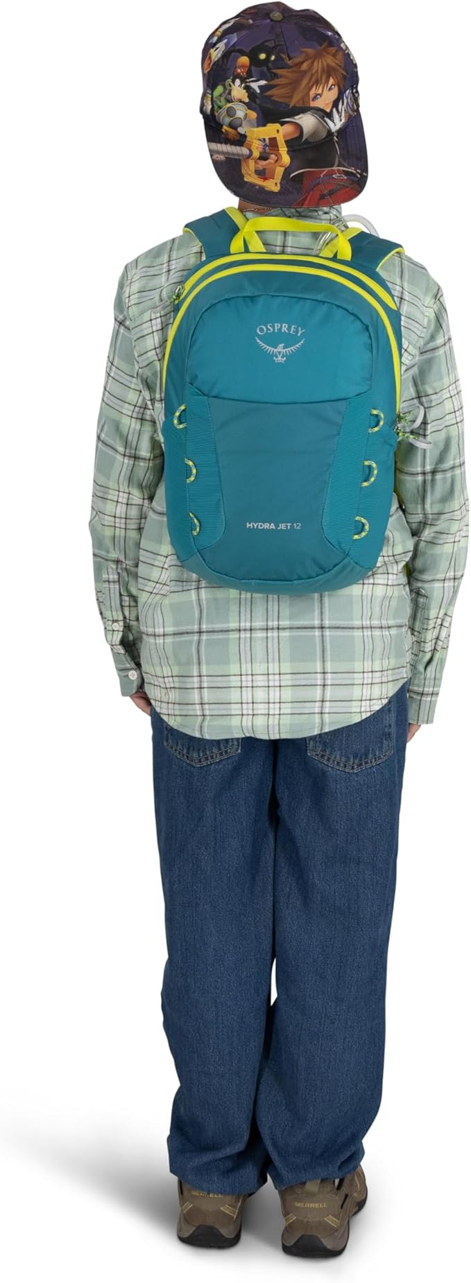 Osprey HydraJet 12L Kids' Hiking Backpack with Hydraulics Reservoir, Blue Spikemoss