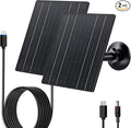 Zivif 10W Solar Charger, 5V Solar Panel for Security Cameras with USB-C/Micro USB/DC 5.5x2.1mm Ports, IP66 Waterproof, 360° Adjustable Mount & 7.2ft Cable (2 Pack)