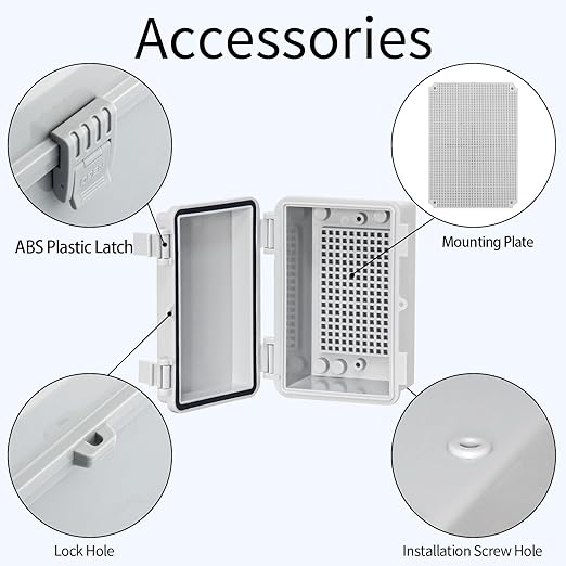 Outdoor Electrical Junction Box ABS Waterproof Junction Box IP66, Weatherproof Enclosure with Terminal Block for Solar/CCTV/Garden UseGray Cover 5.3"x3.4"x2.7"