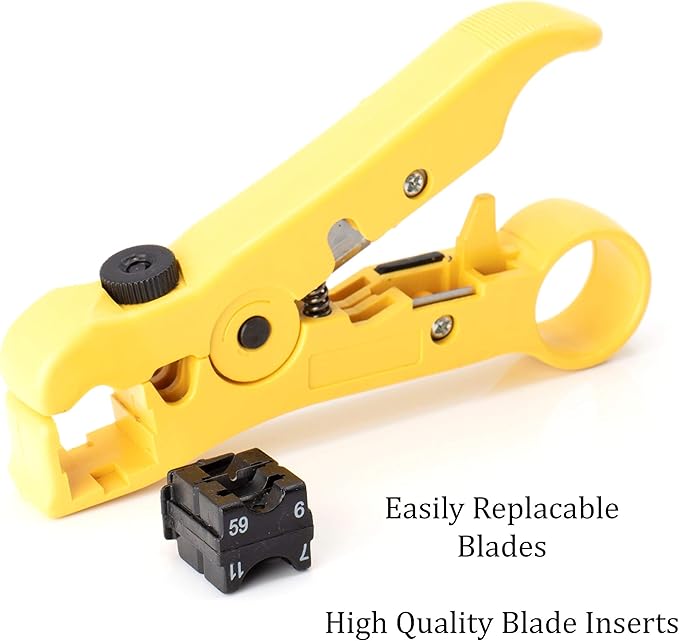 THE CIMPLE CO Coaxial Cable Stripping Tool for RG59, RG6, & RG11, Cable Prep Tool for Category Cable, CAT3, CAT5, & CAT6 Cutter, Universal for Coax and Cat Wire
