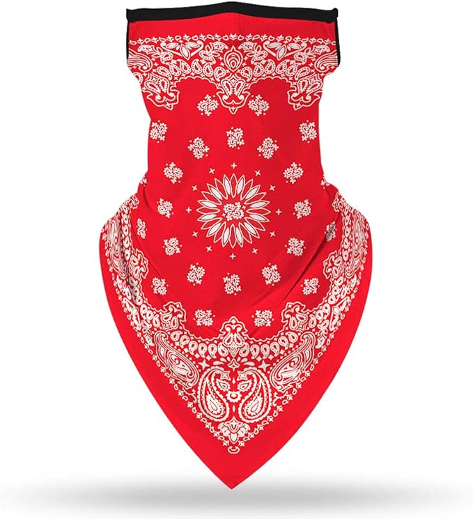 YAYOUREL Neck Gaiter Face Mask Bandanas for Men Women UV Face Scarf Cover Ear Loop Hole Facemask for Fishing Running Cycling