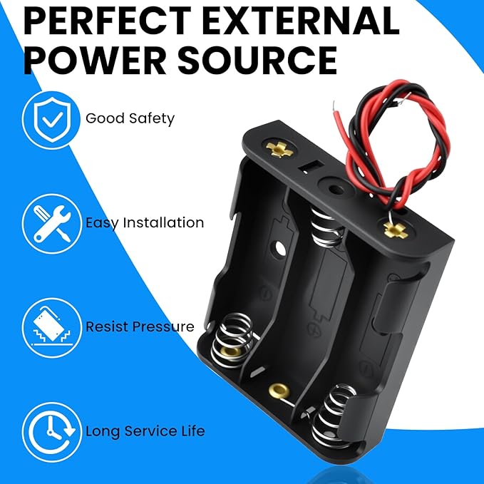 SDTC Tech 4-Pack 1/2/3/4 x AA Battery Holder with Wire Leads 1.5/3/4.5/6 Volt Battery Case Box Kit for Arduino Project Led Circuit Experiment