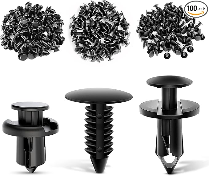 Nilight 100PCS Car Retainer Clips 7mm 8mm 10mm Nylon Push Expansion Screws Replacement Kit,Bumper Fastener Rivet Clips for Honda,Acura, GM,Ford,Chrysler