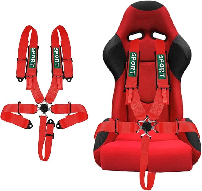 BESTZHEYU 5-Point Racing Harness Set SFI with Ultra Comfort Heavy Duty Shoulder Pads