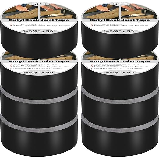 DPEI 1-5/8" x 50' Butyl Joist Tape for Decking - Deck Flashing Tape to Protect Beams & Joists - Waterproof Sealant for Wood Decks - Heavy Duty Protection - 8 Pack