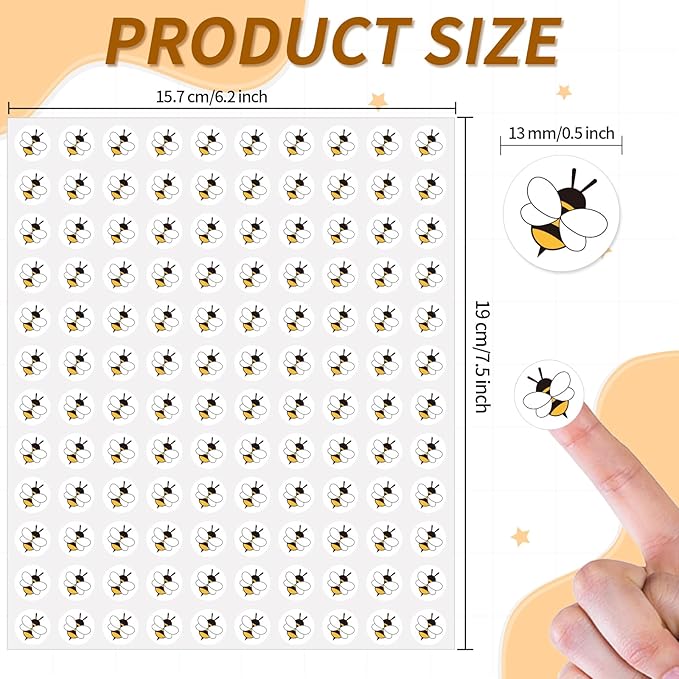 2400 Pcs Small Stickers for Kids,Mini Bee Sticker Cartoon Paper Small Decals Cute Self-Adhesive Stickers for Summer Party Envelopes Scrapbook Gifts DIY Supplies,0.5in（Bee）