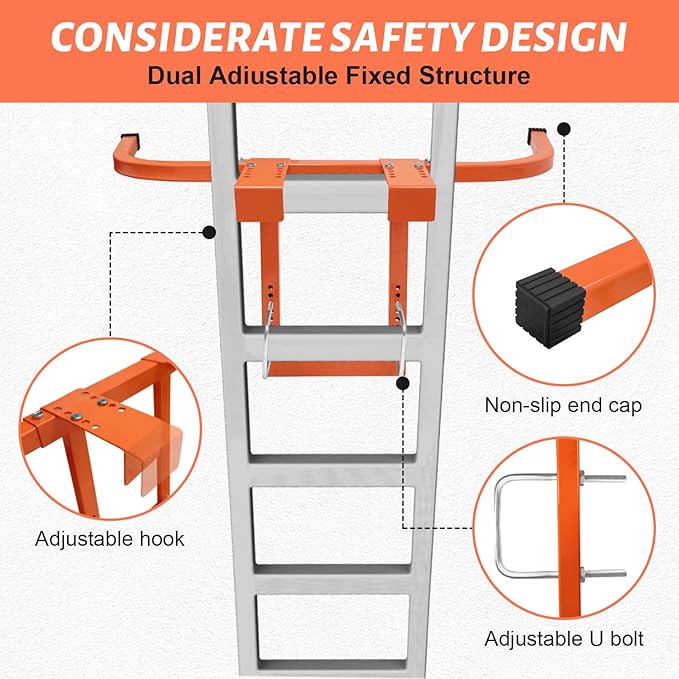 Ladder Stabilizer for Roof Gutter Wall, Heavy Duty Steel Extension Ladder Standoff Stabilizer with Non-Slip Rubber, Wing Span Wall Extension Accessory, Secure and Stable Ladder Standoff Arms