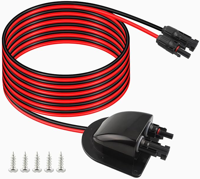 Solar Cable Entry Gland with 10Ft 10AWG Solar Extension Cable,Through RV Roof Solar Entry Housing mc4 for Waterproof Solar Junction Box on Rv,Boat,Camper,Van