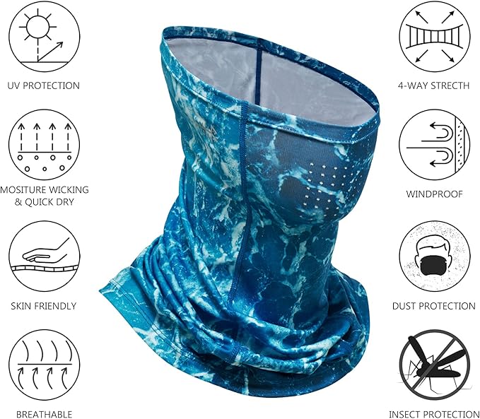 BASSDASH Neck Gaiter Mask UPF 50 Sun Protection for Men & Women, Fishing, Hiking, Outdoor