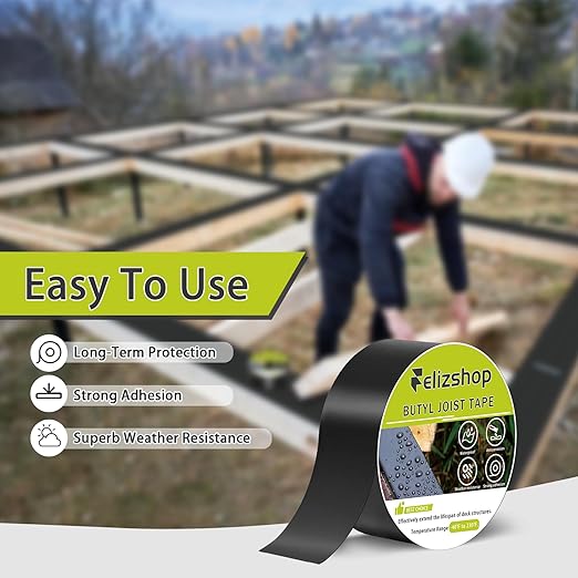 Joist Tape,1 5/8" x 50' Deck Joist Tape,Waterproof Seal Anti-Corrosion Butyl Tape,Flashing Tape for Deck, Joists, Beams Protection（10 Rolls）