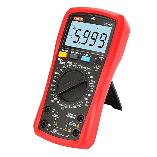 UNI-T Digital Multimeter Tester UT890D+ True RMS 6000 Counts Live Test Volt Ohm Meter, Voltage Ac Dc Current Amp Capacitor Tester hFE Diode Continuity NCV for Automotive HVAC