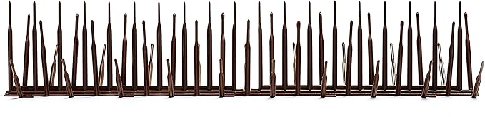 Bird B Gone - Brown Plastic Anti Bird Spikes (50') - Humane Deterrent - Stops Pigeons & Birds from Roosting - UV-Stabilized Polycarbonate - for Rooftops, Ledges, Fences, Etc - Made in USA