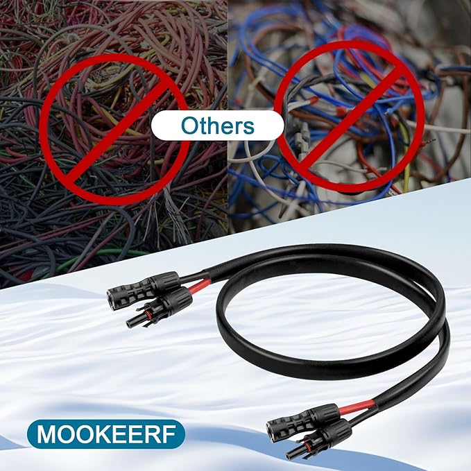 Solar Panel Extension Cable - 8AWG 5FT Solar Wire with Female & Male Waterproof Connector Flame Retardant Protective Sleeving PV Wire for RV, Photovoltaic Systems, Home, Boat, Solar Panels, Car