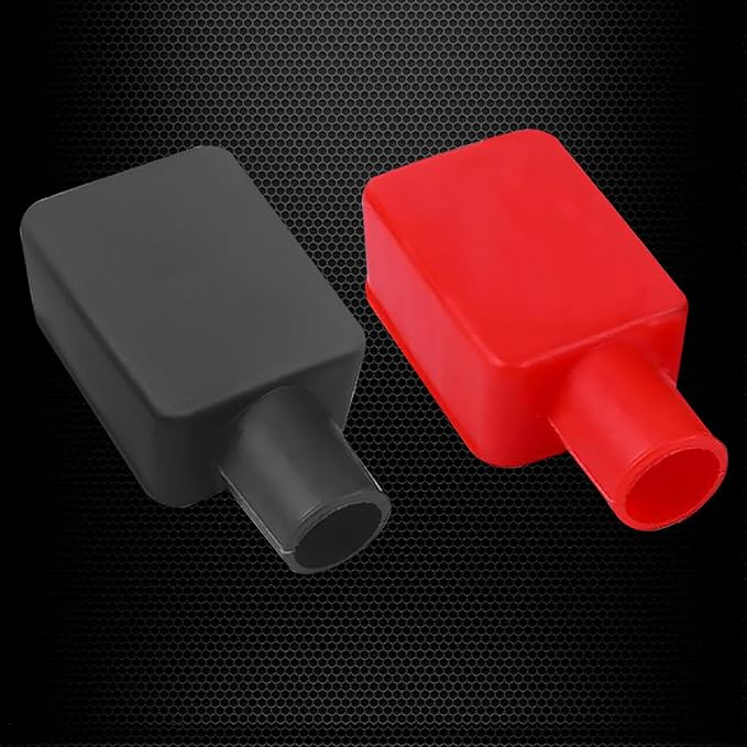 Ampper Top Post Flexible Battery Terminal Cover, Battery Terminal Clamp Insulator Protector W/Washers for Car, Vehicle, RV and Boat (Small, 4 Sets)