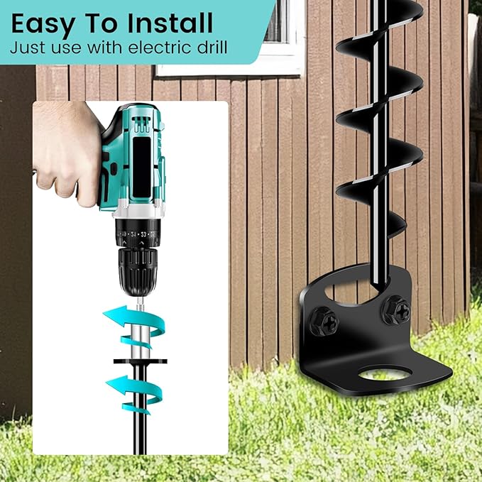 25" Ground Anchors Screw in, Mobile Home Anchors with Upgraded Wider Spiral Blades, Earth Anchors Swing Set Anchors High Wind Heavy Duty for Shed, Trampoline, Carports(Set of 2)