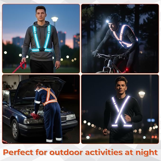 20 Pcs Reflective Vest Running Gear, High Visible Multicolor Adjustable Reflective Vest Elastic Bright Neon Lightweight Safety Straps for Men Women Night Walking Running Cycling Jogging